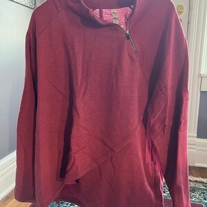 RBX Women's Prime Ready To Roll Fleece Zip Mock Neck Pullover Pink/Maroon 2XL